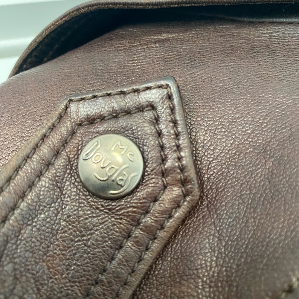 Brown Leather Bomber Jacket with Quilted Interior - Picture 3 of 6